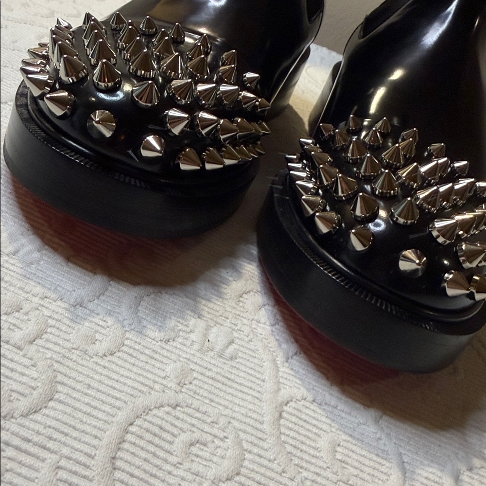 Christian Louboutin Melon Spike Chelsea Black Studded Boots - Picture 11 of 17
